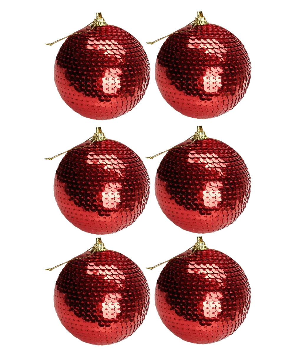 Set de 6 esferas decorativas rojas 8 x 8 x 8 cm