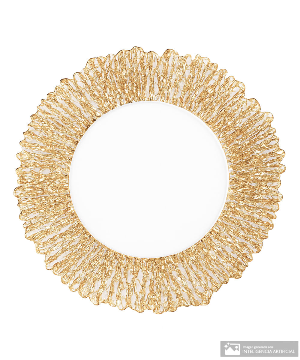 Portaplato de vidrio con orilla dorada 33 cm