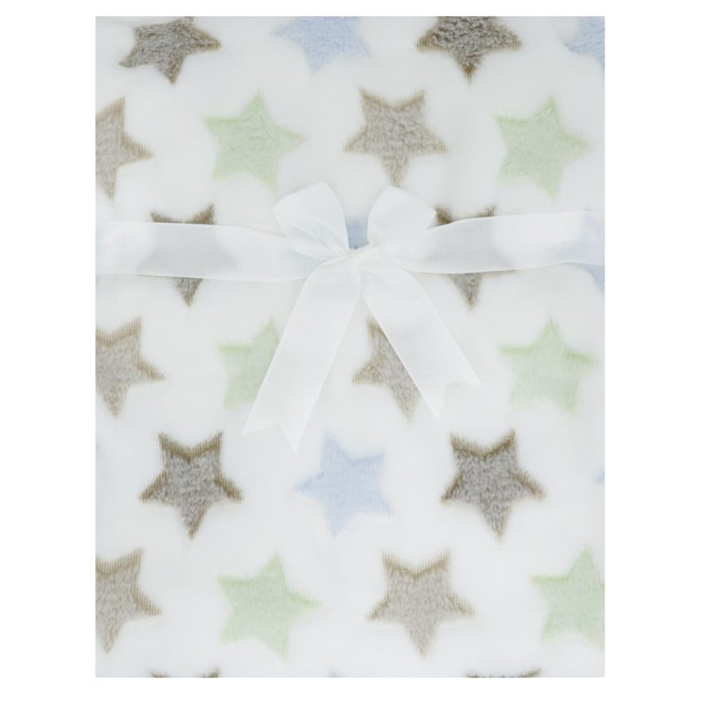 Frazada blanca de estrellas multicolor para bebé