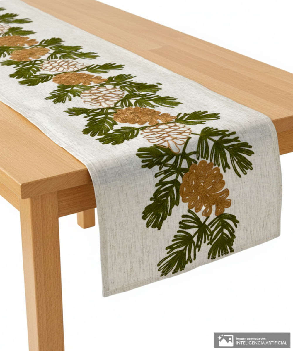 Camino de mesa con diseño de piñas de pino 175 x 30 x 0.10 cm