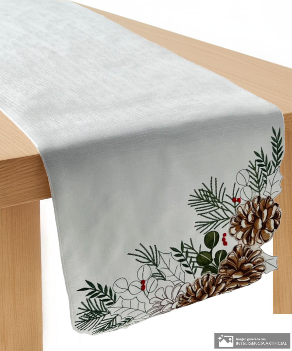 Camino de mesa con diseño de ramas de pino 175 x 30 x 0.10 cm