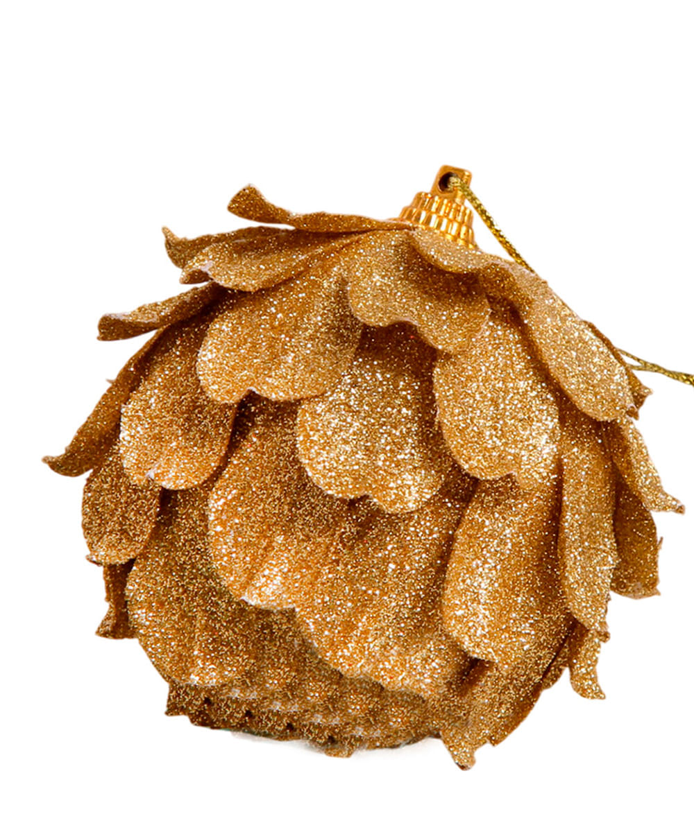 Adorno colgante decorativo de piña de pino champange 10 cm