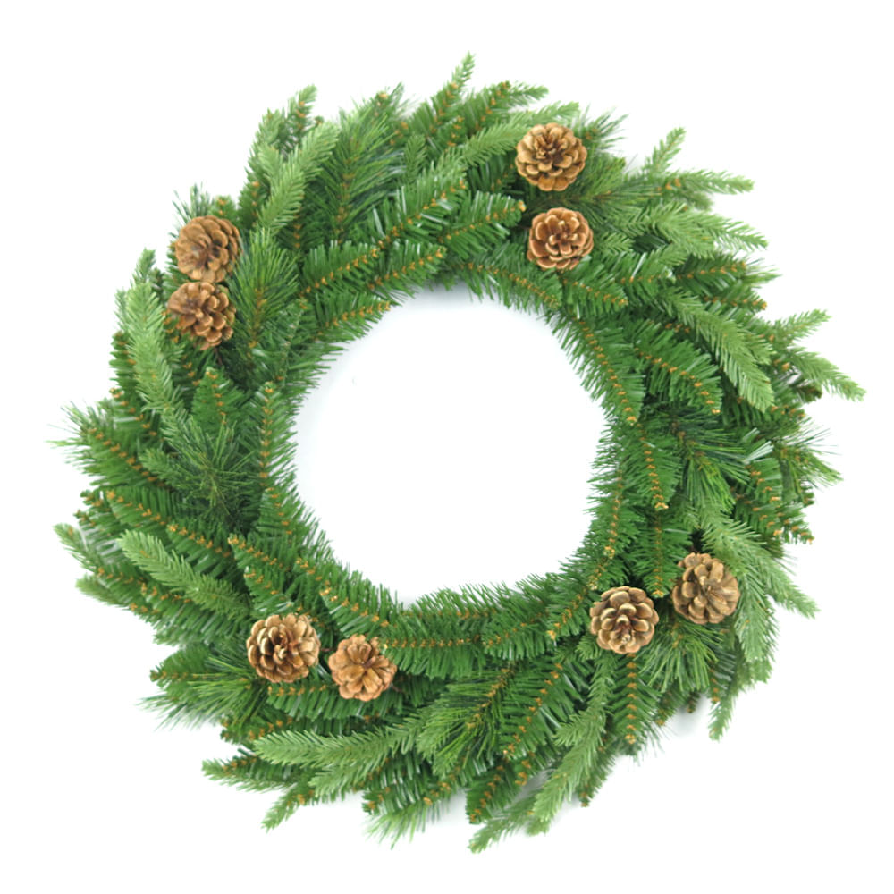 Corona navideña de 60.96 cm con piñas de pino