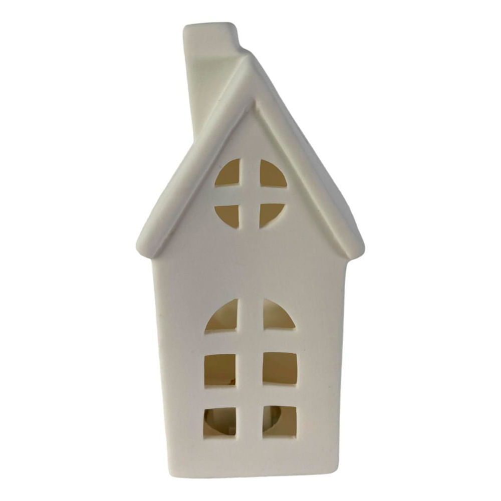 Casa decorativa blanca con iluminación 6.7 x 5.6 x 15.2 cm