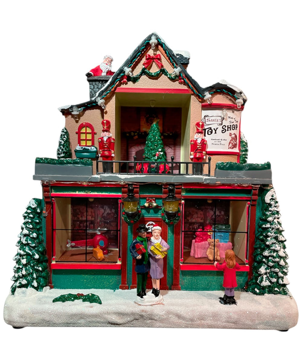 Tienda navideña decorativa de juguetes con iluminación y movimiento 23.5 x 12.7 x 23.8 cm