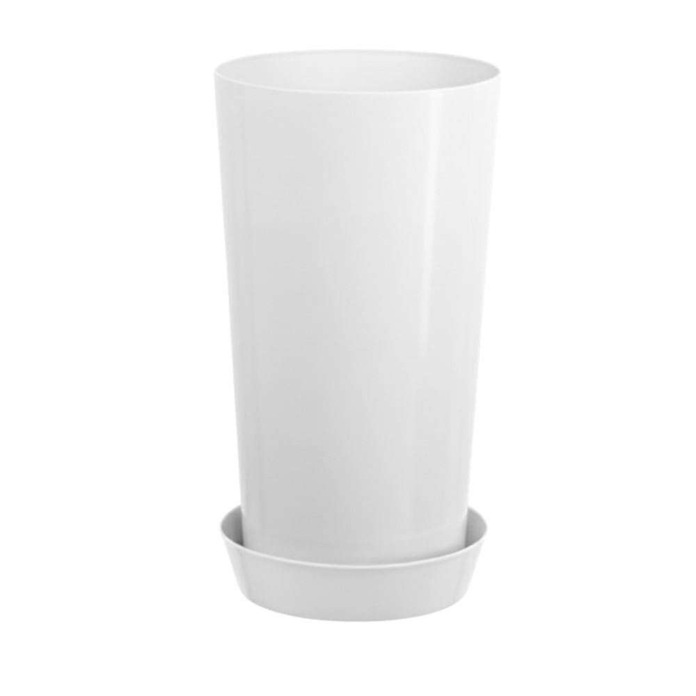 Maceta redonda estilo marfil 26x46cm con base en color Blanco
