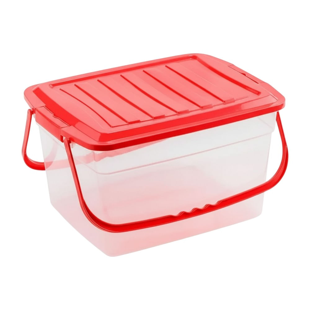Caja Rectangular N20 con asas y broche, Capacidad 13.8 lt, caja clarificada con tapa Roja
