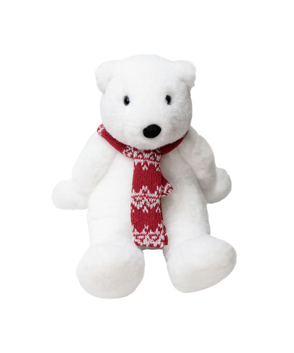 Oso polar navideño decorativo con bufanda 21 x 20 x 20 cm