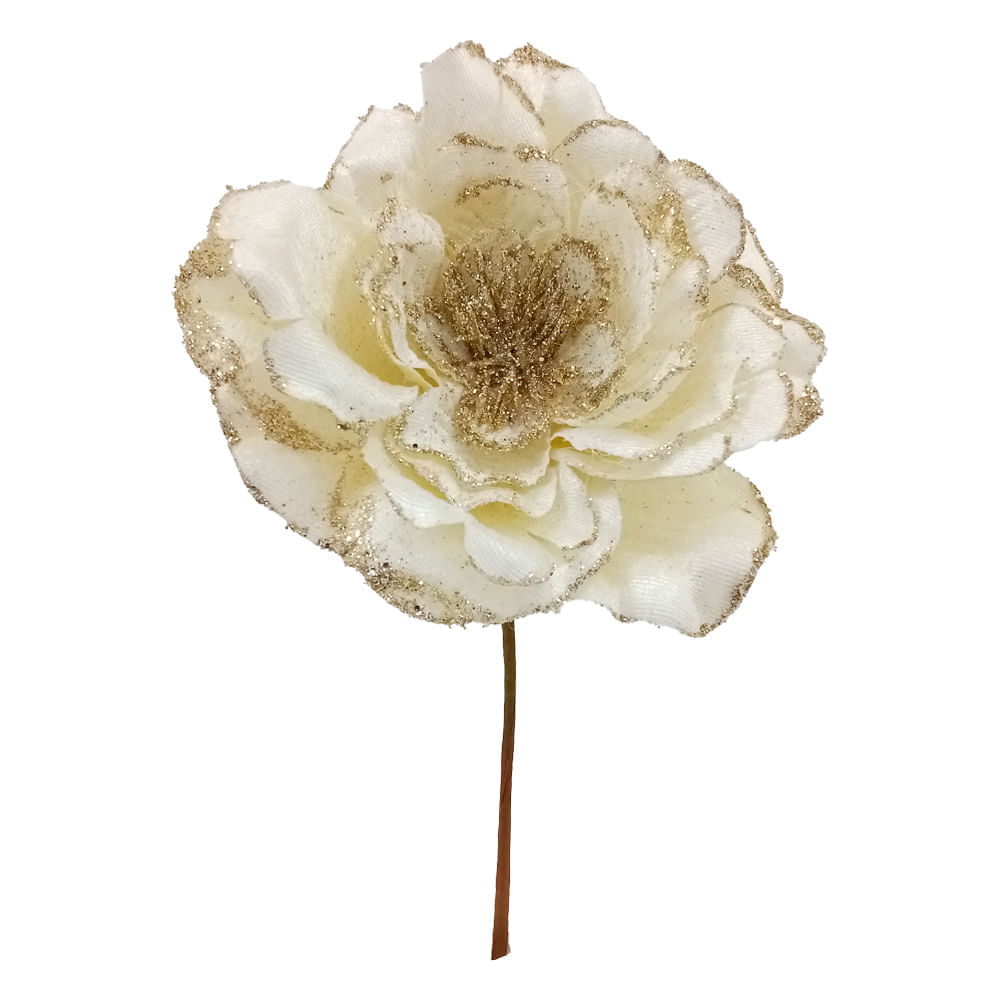 Peonia decorativa con glitter crema