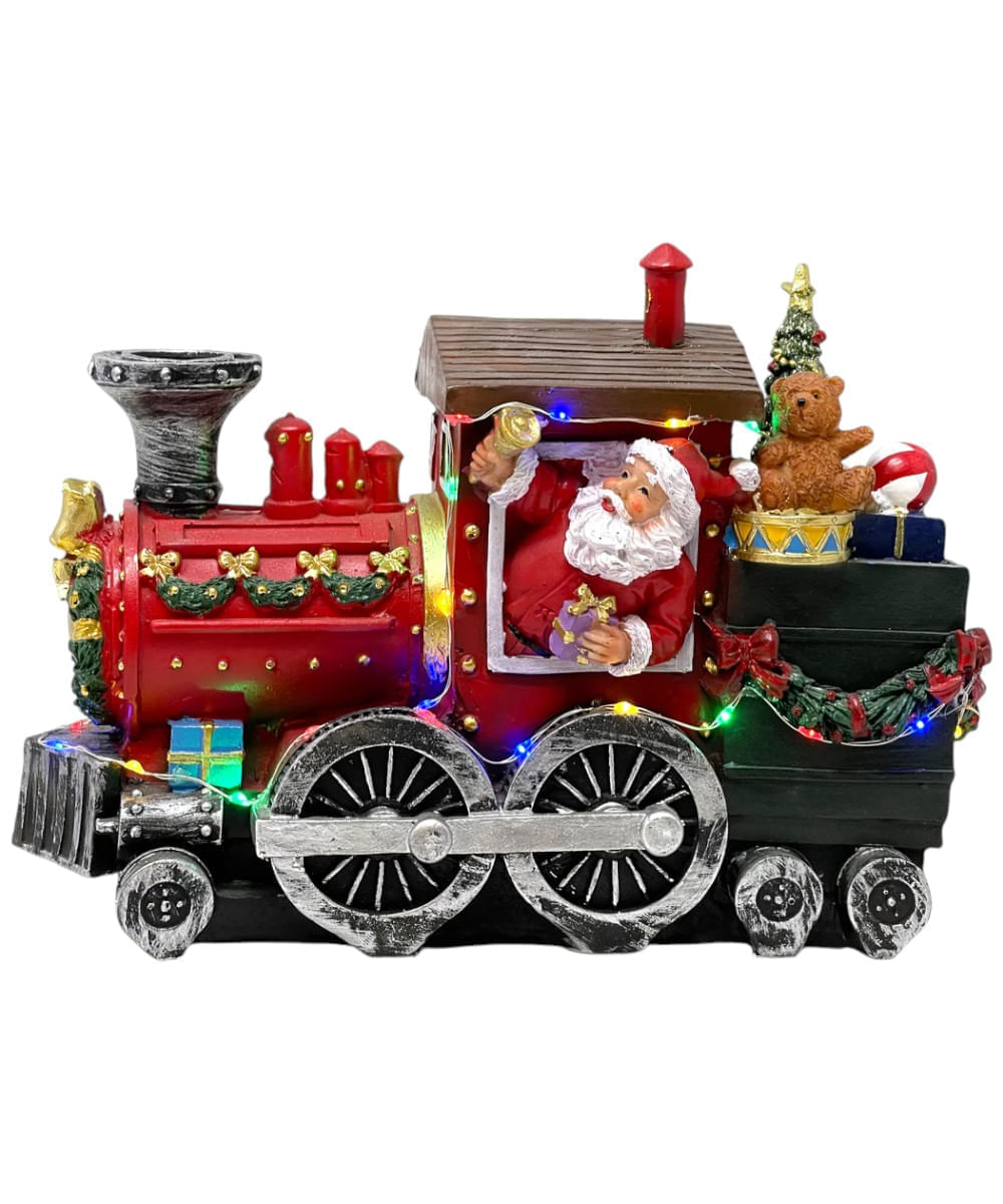 Tren navideño decorativo con luz y música 26 x 12 x 19 cm