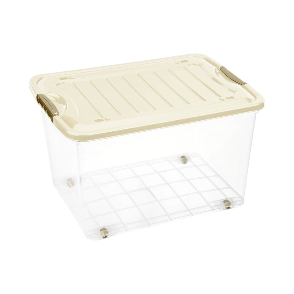 Caja móvil suprema N40, capacidad 28lt caja transparente, tapa beige