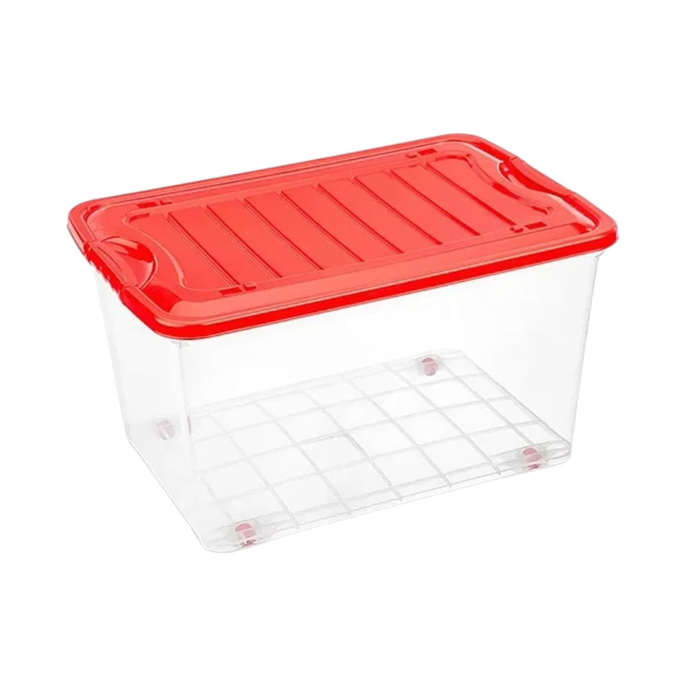 Caja móvil suprema N40, capacidad 28lt caja transparente, tapa Roja