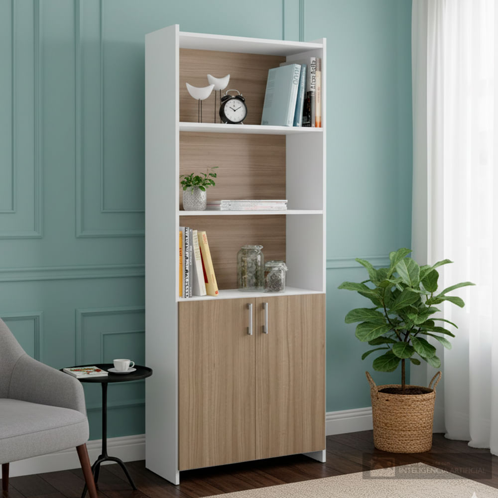 Estante con puertas Blanco/castaño