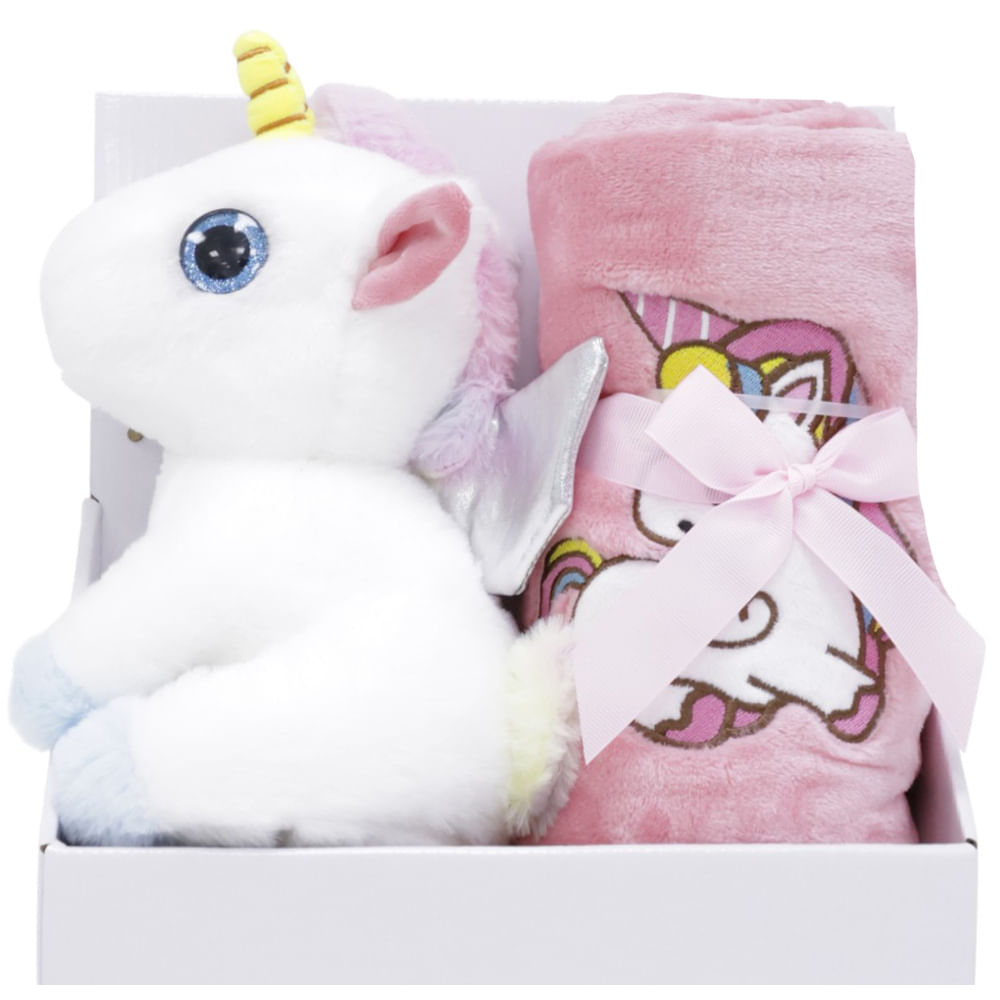 Frazada con peluche de unicornio para bebé