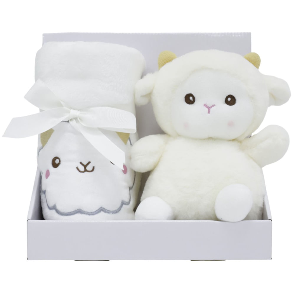 Frazada con peluche de oveja para bebé