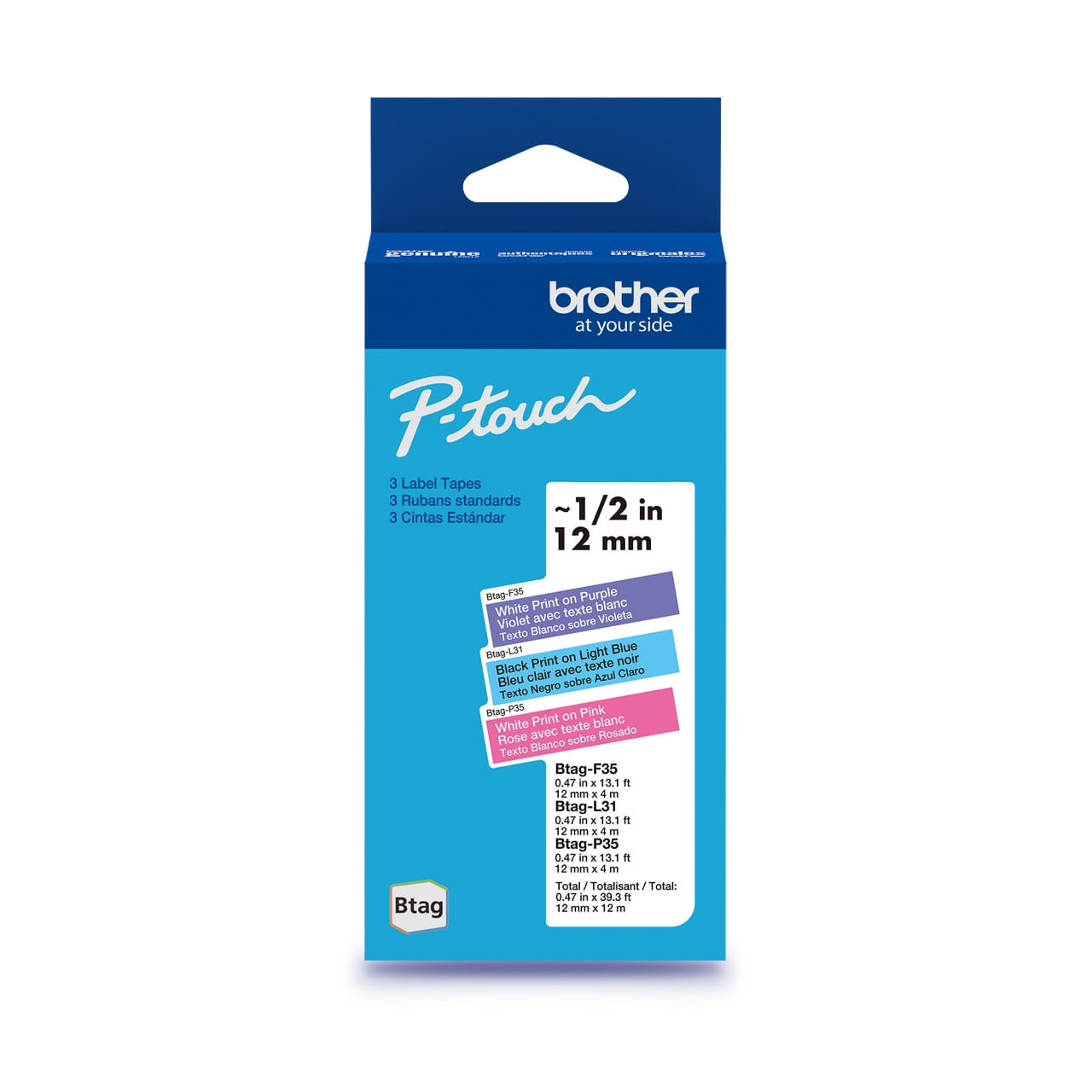 3-Pack cinta de etiquetas p-touch colorful b/m, n/a y b/r Brother btag3m02