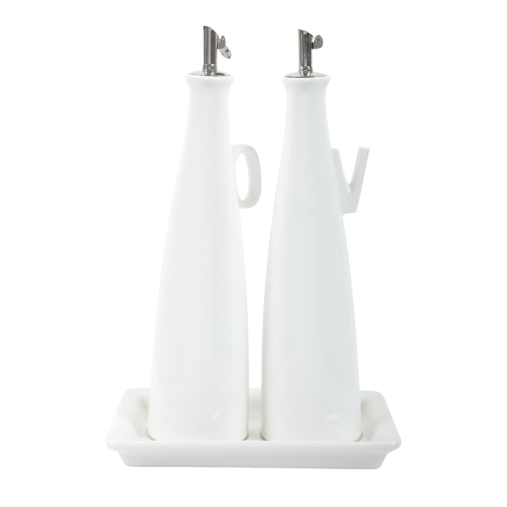 Set de vinagrera y aceitera de porcelana 25x6.5 cm
