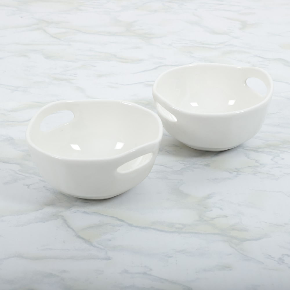 Set de 2 bowls Handles de porcelana 12x6 cm