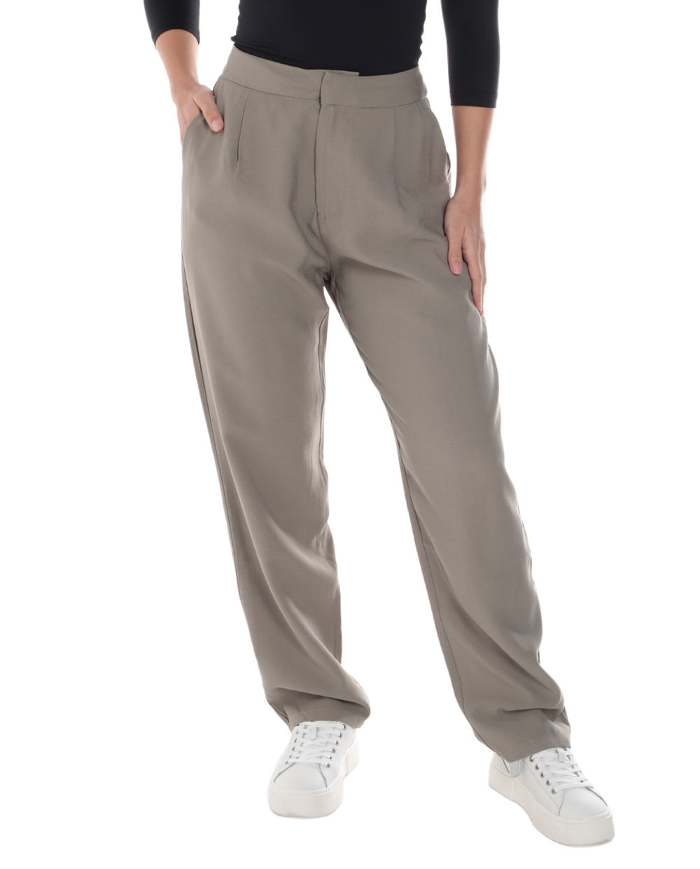 Pantalón Unexpected clásico verde de cintura alta para mujer