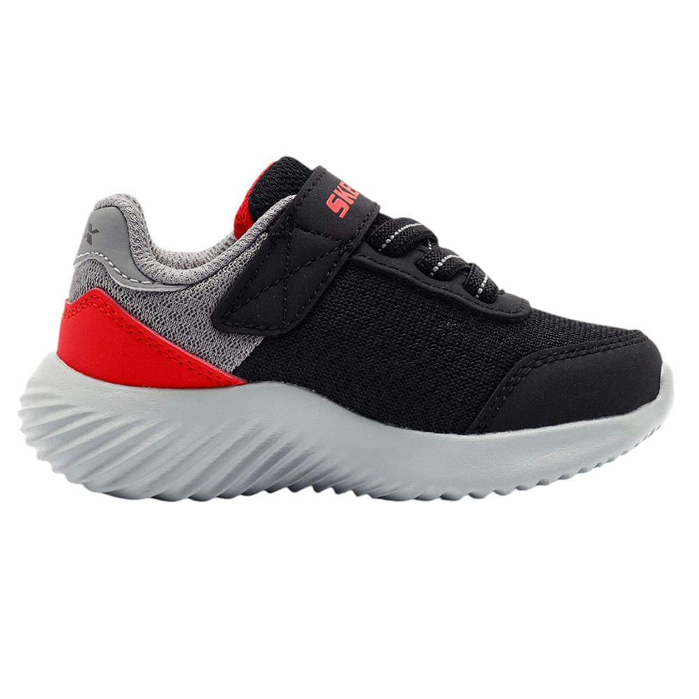 Zapato deportivo casual Skechers negro/rojo para niño bebé