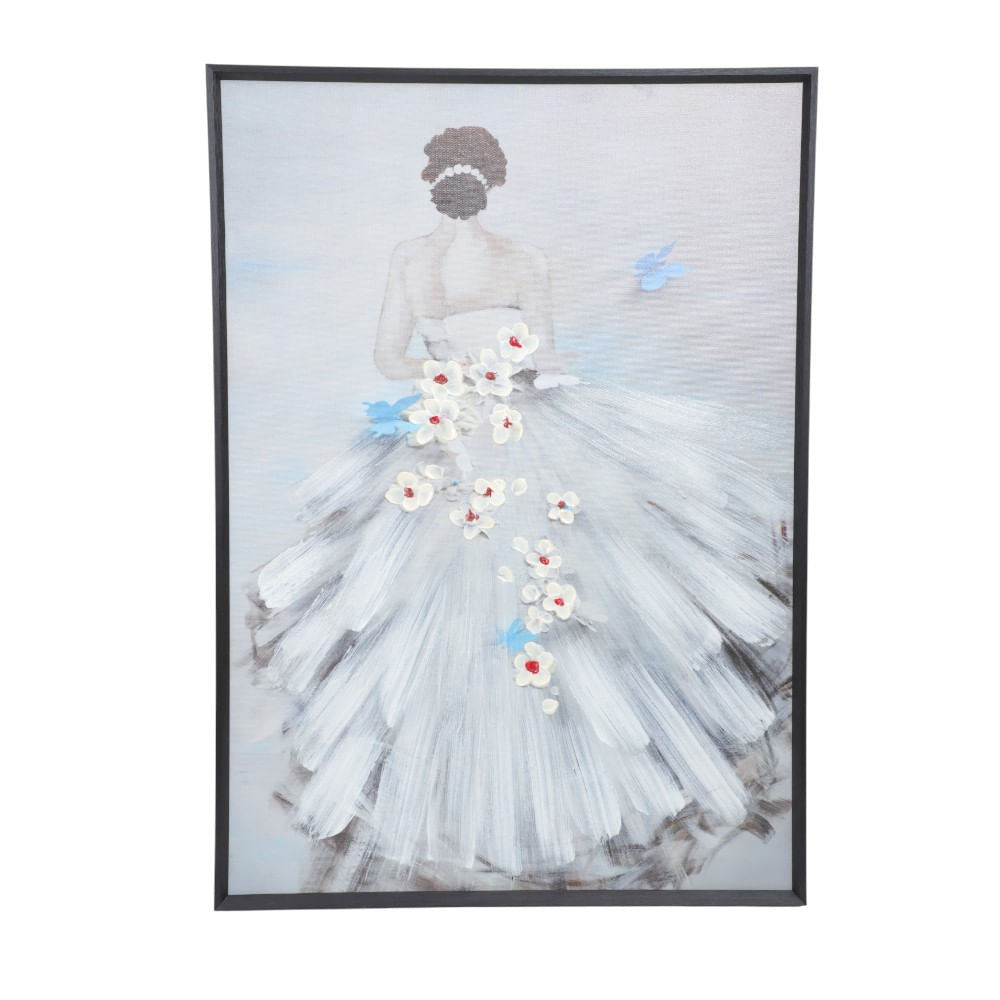 Cuadro decorativo dama con flores 50x70 cm