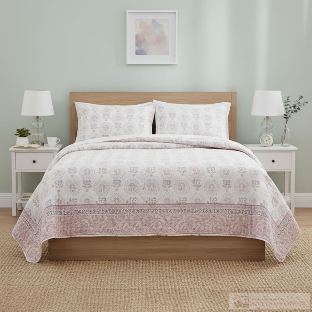 Cubrecama BR Home Chambrey de poliéster diseño floral