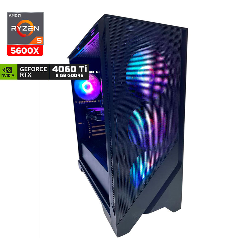 Computadora Gaming De Escritorio NSX Ryzen 5 5600x, 16GB Ram, 1TB SSD, Rtx4060Ti, Win 11 Oem