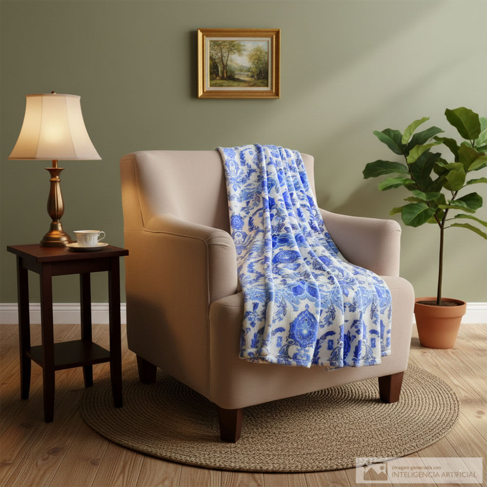 Frazada estampada patina vie floral de poliéster