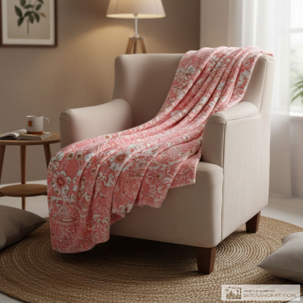 Frazada estampada patina vie floral de poliéster