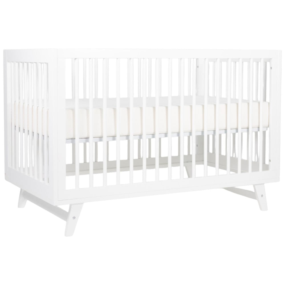 Cuna de madera Premium baby blanca con barandal para bebé