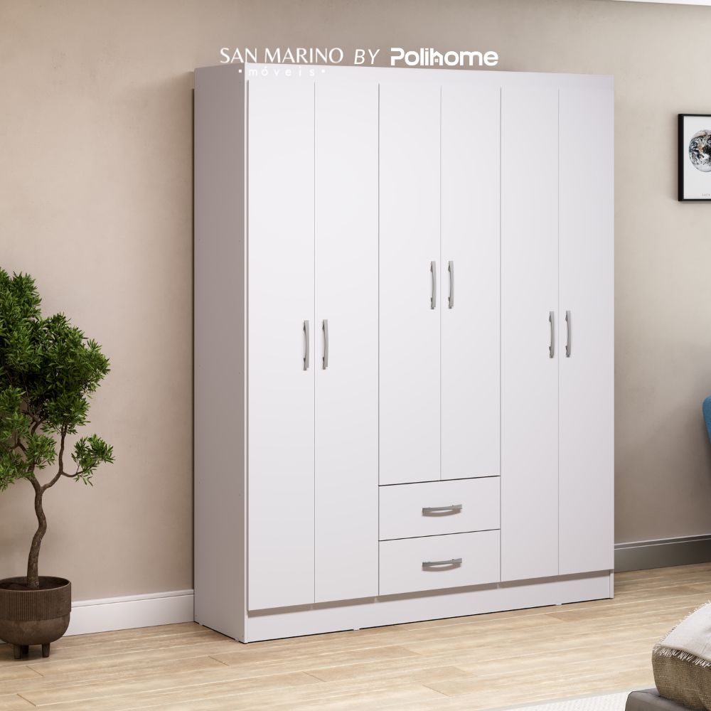 Ropero Roma 6 puertas 2 cajones