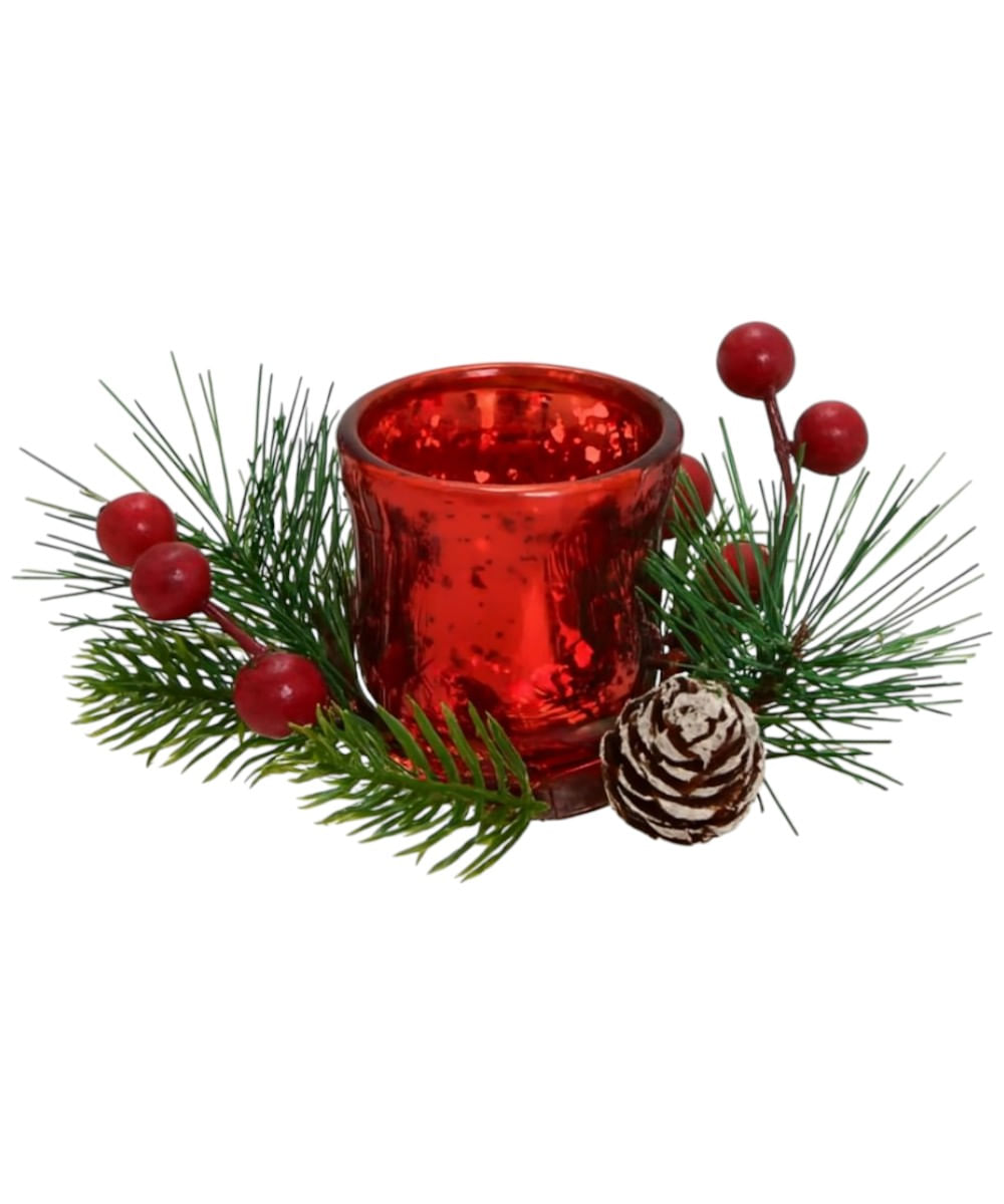 Portavelas decorativo rojo 11 x 11 x 5 cm