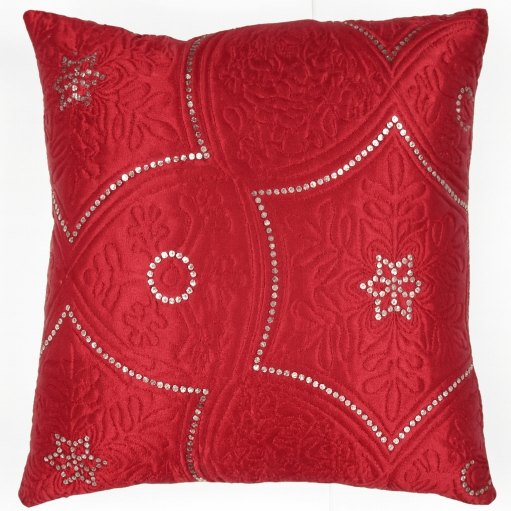 Cojín decorativo navideño burgundy 40.6 x 40.6 cm