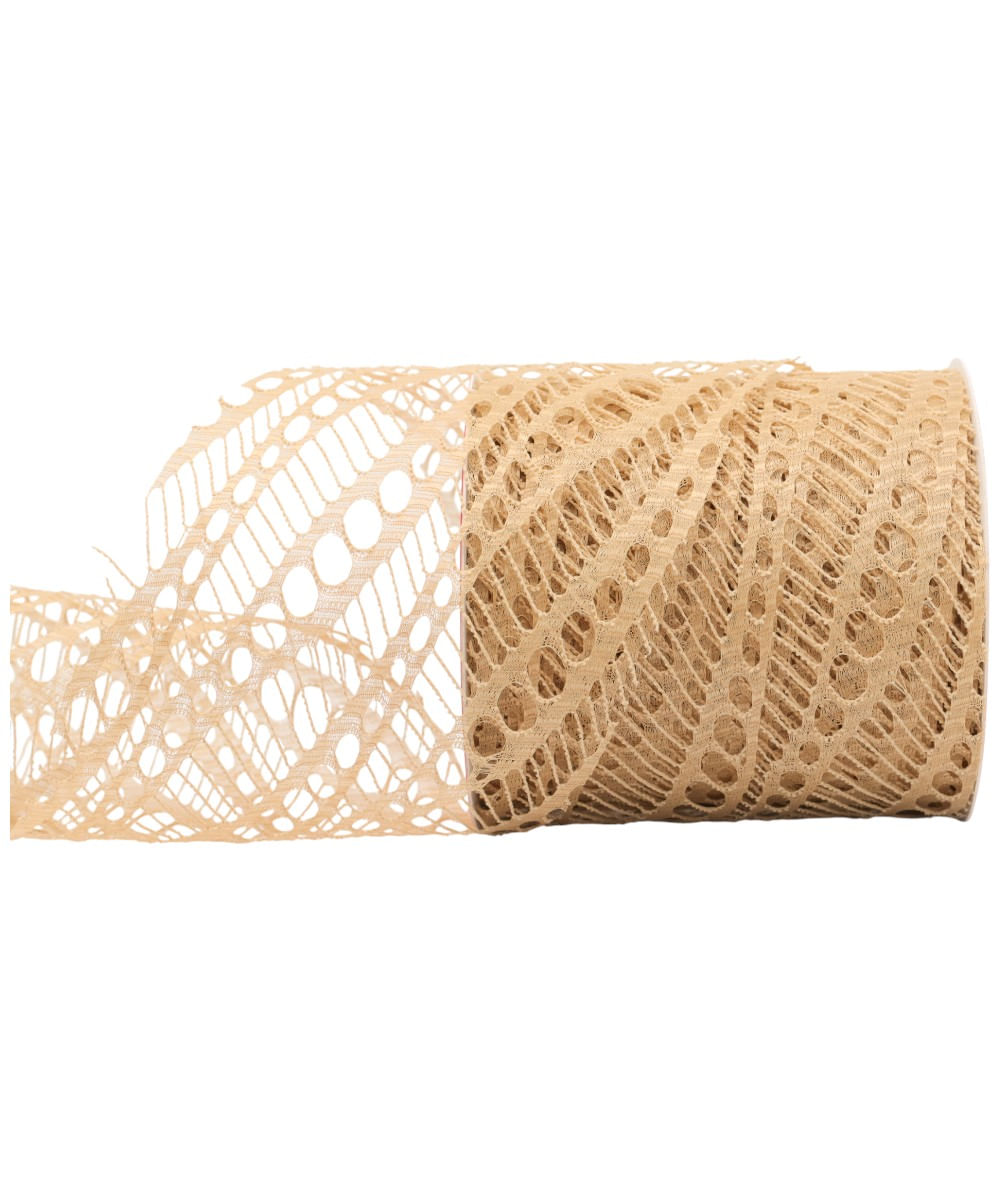 Listón ancho diseño surtido natural (1 pieza) 11.43 cm x 5 m