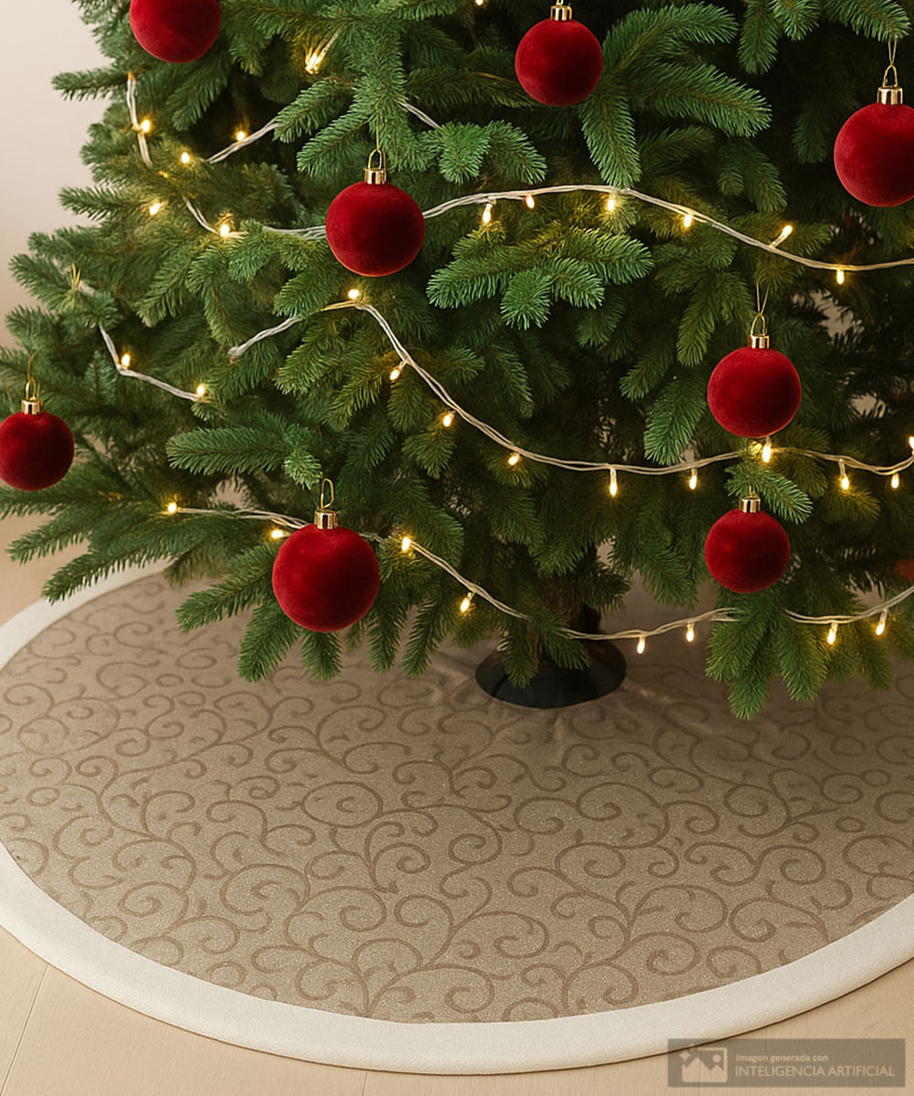 Falda para árbol con diseño champagne 122 cm