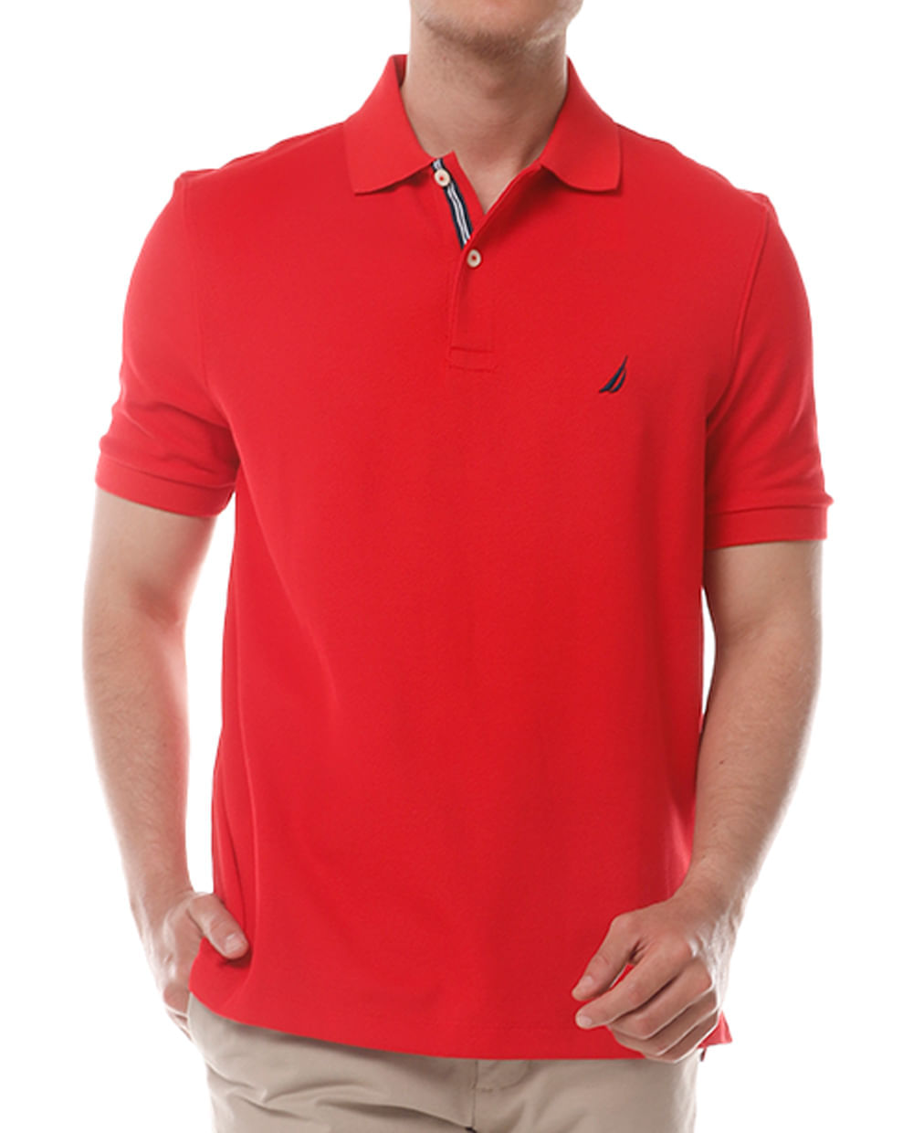Nautica Camisa polo básica roja para hombre