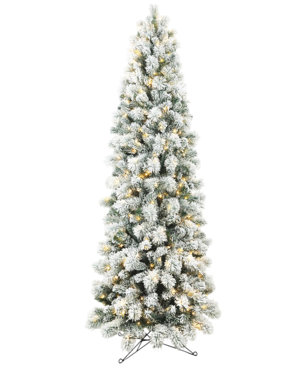 Árbol navideño nevado delgado con luz led  7.5 pies (229 cm) 711 puntas