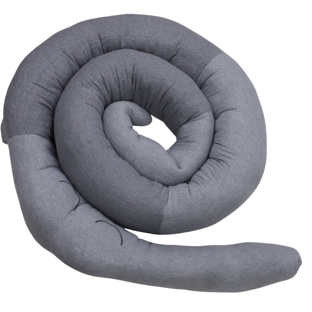 Bumper gris con bordado de cocodrilo para bebé