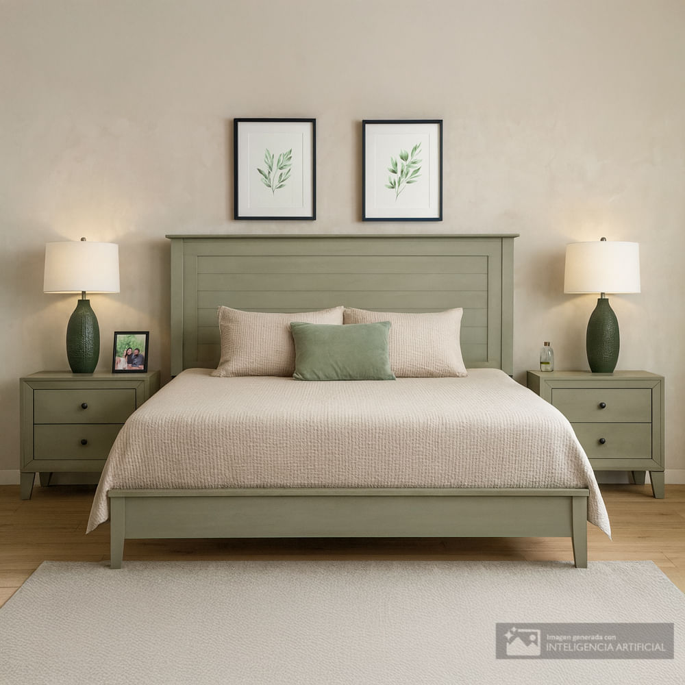 Respaldo king con base y mesas de noche