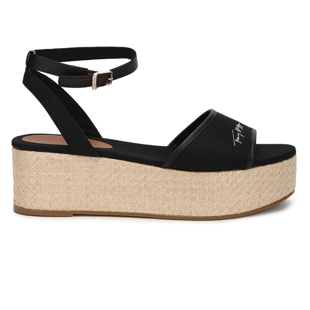 Sandalia casual Tommy Hilfiger color negro para mujer