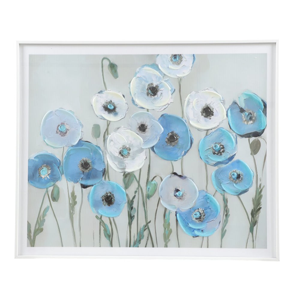 Cuadro decorativo de flores azules 49x58 cm