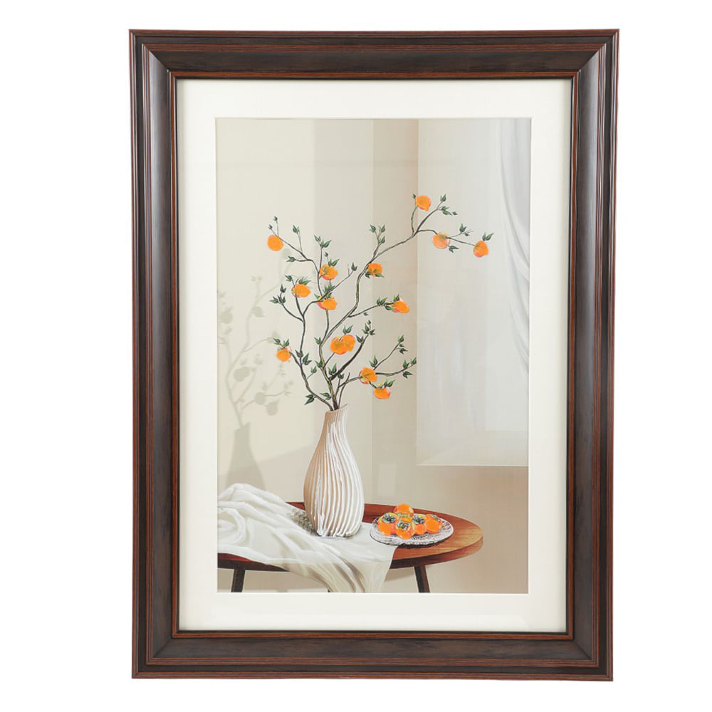 Cuadro decorativo bodegón blanco con ramas de naranja 59x79 cm