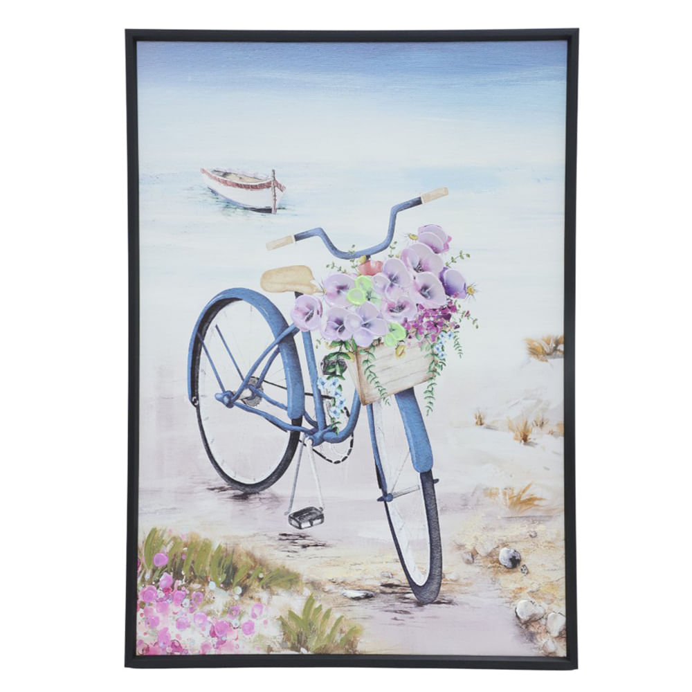 Cuadro decorativo bicicleta con con flores 50x70 cm