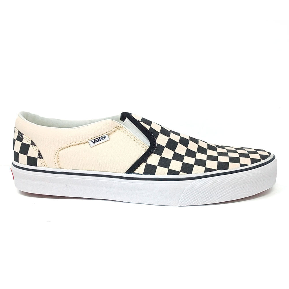Zapato casual Vans Asher Checkers blanco/negro para hombre