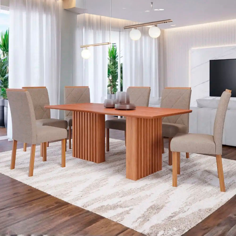 Juego de Comedor de madera Ester 1.80 cm para 6 personas
