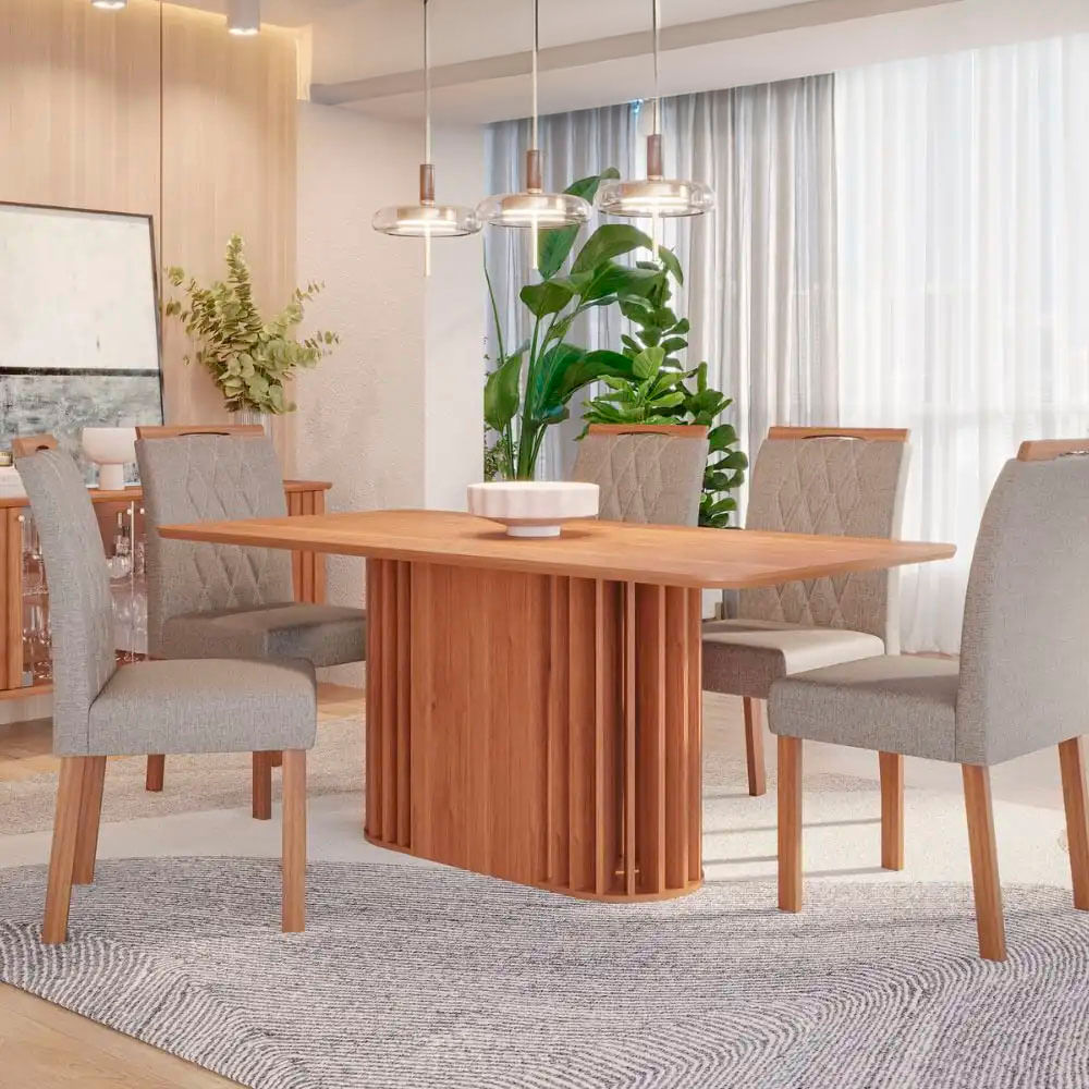 Juego de Comedor de madera Julieta C/Vidrio 1.60 cm para 6 personas