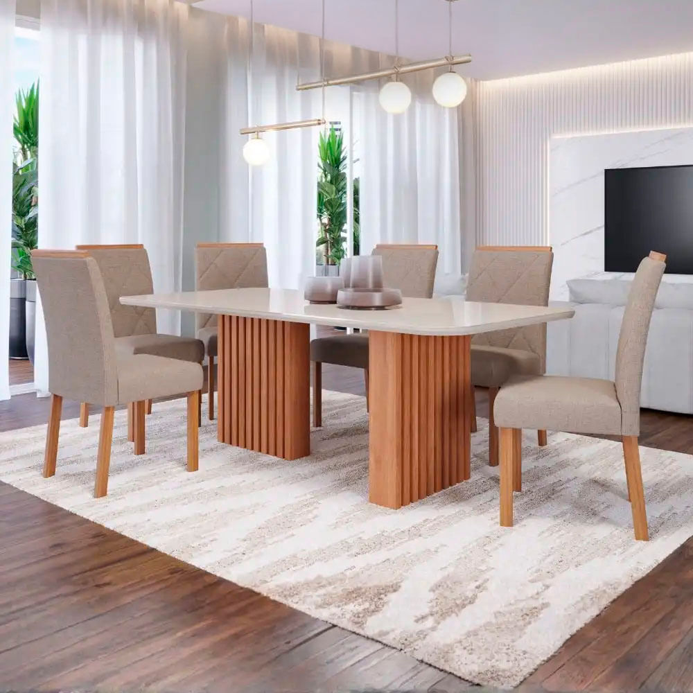 Juego de Comedor de madera Ester C/Vidrio 1.80 cm para 6 personas