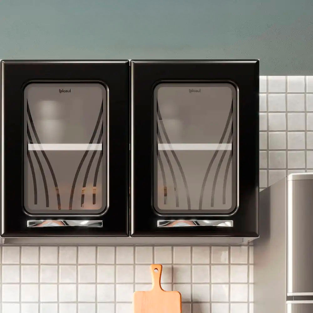 Gabinete de cocina de Acero 2 puertas con vidrio