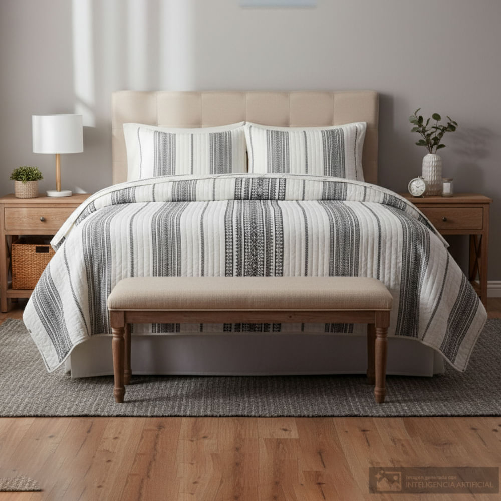 Cubrecama BR home de poliéster estampado líneas