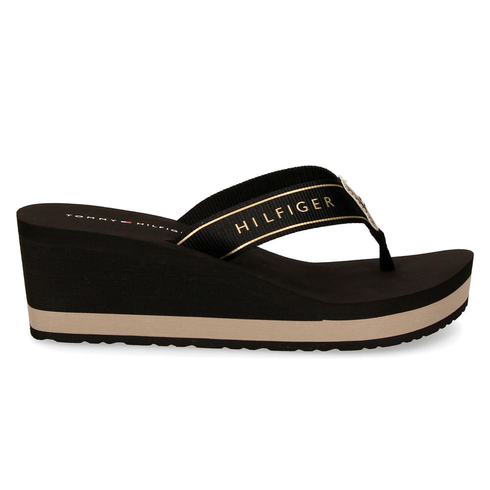 Sandalia de playa Tommy Hilfiger color negro para mujer